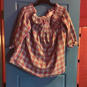 Kate spade off the shoulder plaid top xl